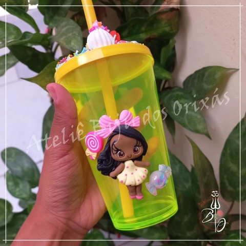 Copo erê menina de Amarelo Personalizado tema doces - Pronta Entrega