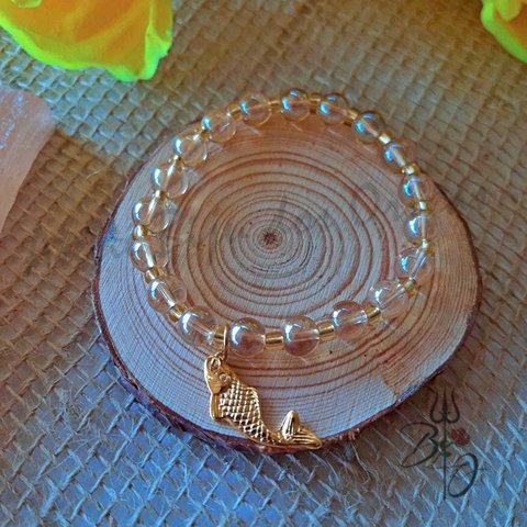 Pulseira de Oxum Dourado Pingente Peixe