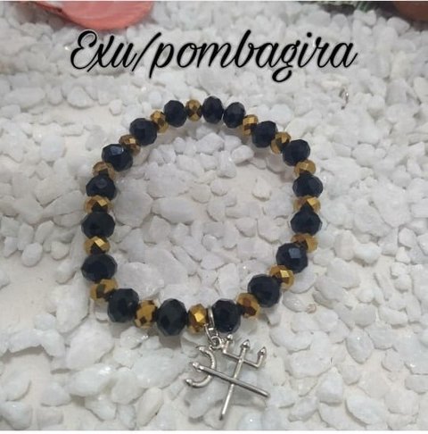 Pulseira de Exu e Pomba Gira Preto e dourado