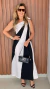Vestido Midi Listras Assimetricas Fecho Em Ziper - loja online