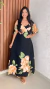 Vestido Longo Estampado Manga Curta Decote Crisconf - comprar online