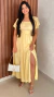 Vestido Manga Princesa Midi Decote Quadrado Lasex Costa Crisconf - comprar online