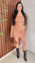 Vestido Canelado Manga Longa Ombro A Ombro Crisconf - Crisconf-Vestuários e Acessórios