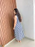 Vestido Midi Listrado Sem Manga Decote V Fenda Frontal - loja online