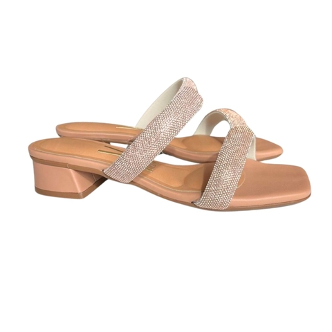 Tamanco Feminino Vizzano Strass Brilhos Salto Grosso