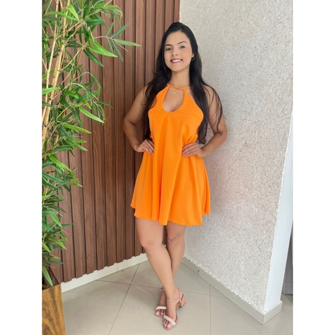 Vestido Curto Rodado Trapézio Com Alça Regulaveis