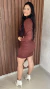 Vestido Curto Canelado Manga Bufante Gola Alta - comprar online