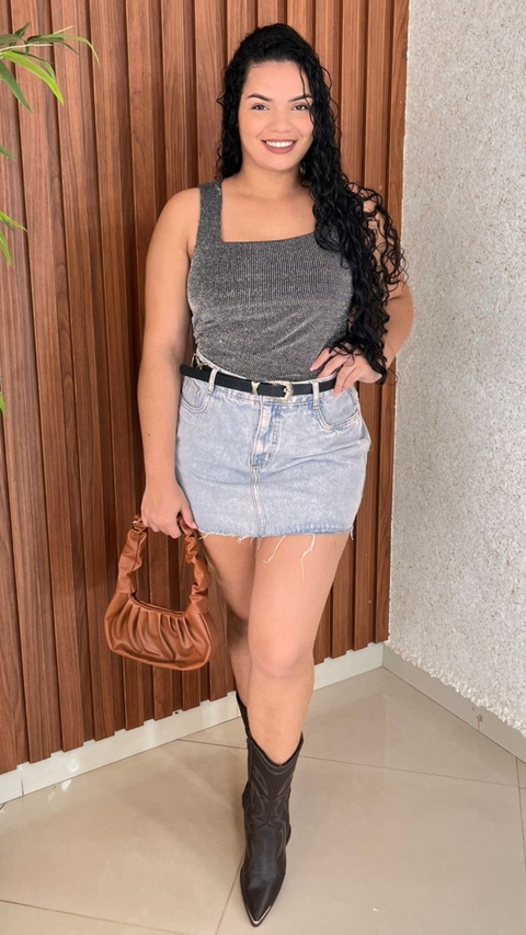 Body Amanda Com Decote Quadrado Em Lurex