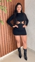 Vestido Curto Ana Ruga Manga Longa Aberto Costa Crisconf