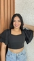 Cropped Com Bojo Manga Curta Babado Amarração Costa Crisconf - comprar online