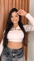 Cropped Canelado Com Bojo Manga Longa Recorte Busto crisconf na internet