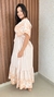 Vestido Longo Manga Amplas Estampado Litras Franzido Busto Crisconf - Crisconf-Vestuários e Acessórios