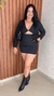 Vestido Curto Alfaiataria Decote V Manga Longa - Crisconf-Vestuários e Acessórios