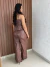 Conjunto Courino Blusa Alça Cm Bojo Calça Pantalona ComCinto na internet