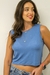 Regata Cropped Viscolinho - Azul Céu - comprar online