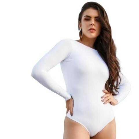 Maiô Body Manga Longa sem bojo Proteção UV+50