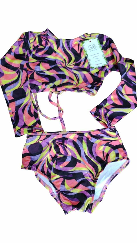 BIQUINI INFANTIL CROPPED MANGA LONGA COM PROTEÇÃO UV50