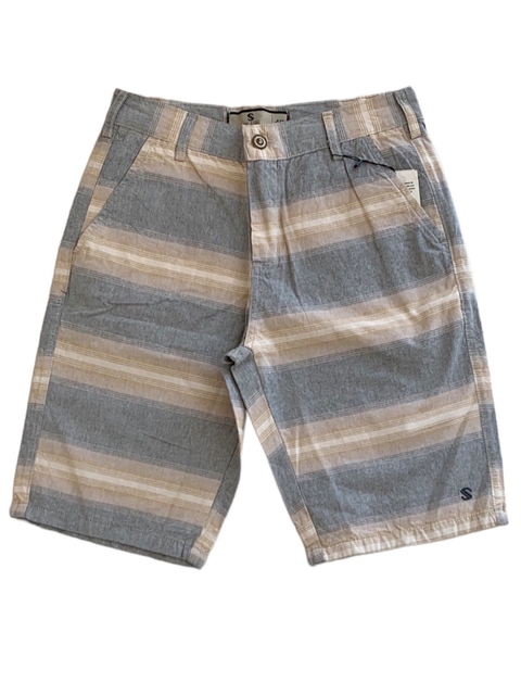 BERMUDA FLAMÊ LISTRADA - CINZA/BEGE
