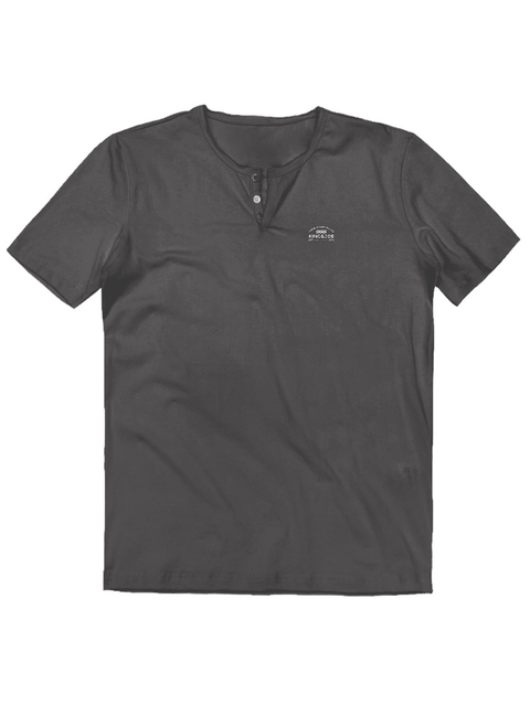 T-SHIRT HENLEY KING&JOE - PRETO