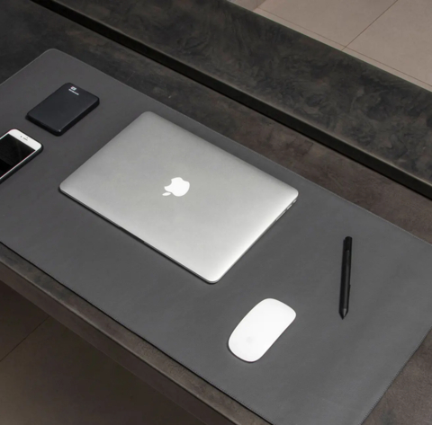 Mouse pad Deskpad Couro Sintetico 70 x 30cm Rock Cinza