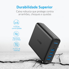 Carregador de Tomada Anker 4 USB + 1 USB-C Preto - Loja Neo