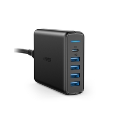 Carregador de Tomada Anker 4 USB + 1 USB-C Preto