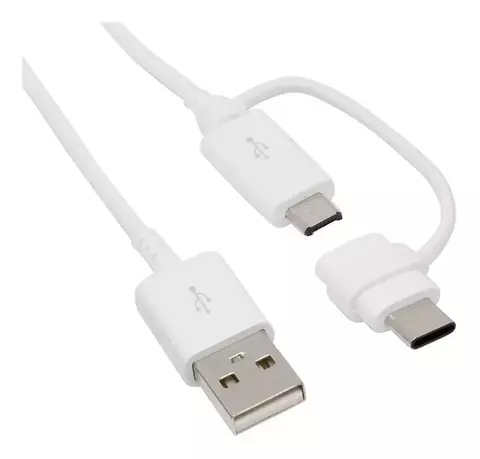 Cabo Samsung 2 Em 1 Micro USB Com USB-C Branco