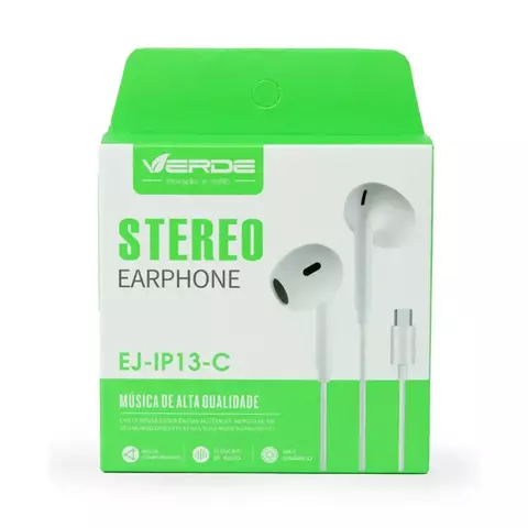 Fone de Ouvido In-Ear Tipo C Marca Verde
