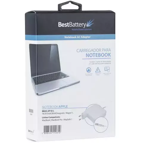 Carregador Apple Magsafe 1 BestBattery 18.5V 85W Pino L