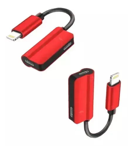 Adaptador De Audio 2 Em 1 Lightning E PS2 Zenox Essex Vermelho