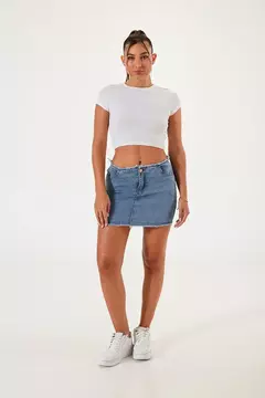Mini de Jean Elastizada Cintura Desflecada