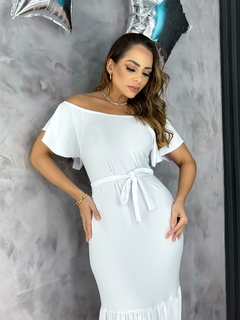 Vestido Longo Babado Branco na internet