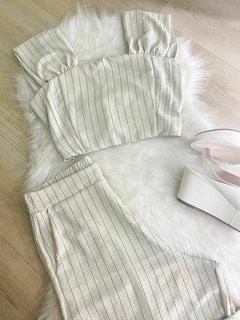Conjunto Pantalona Risca de Giz - Areia