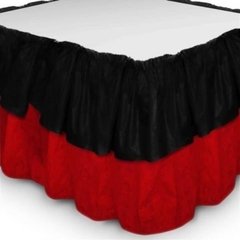 Saia Babado de Mesa Bicolor TNT Preto e Vermelho