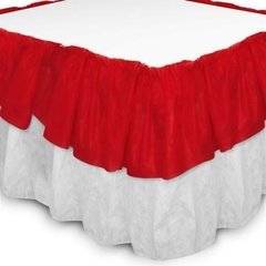 Saia Babado de Mesa  Bicolor TNT  Vermelho e Branco