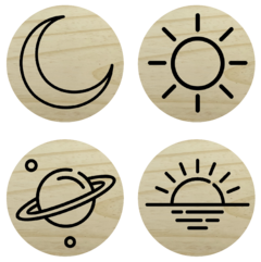 Kit 4 Placas Redondas Sol E Lua 19cm