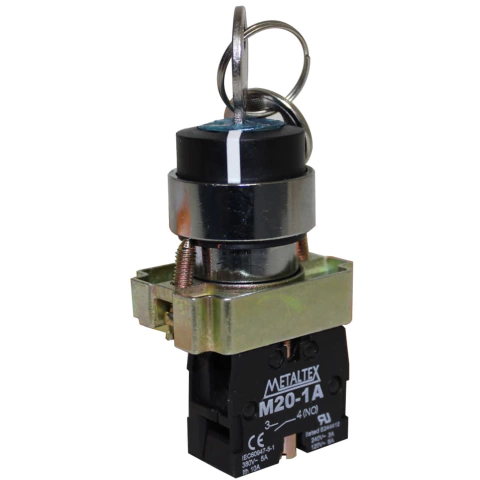 Chave Seletora C/Chave Metálica 2 Posições C/Trava Metaltex M20KNR2