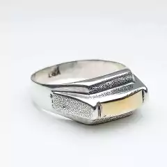 Anel em prata com filete de ouro 0103810A0210 - MiaTribo | Joias em prata e pedras naturais com design exclusivo | MiaTribo
