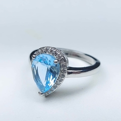 Anel em prata com Topázio Azul e Zircônia 0103881A0151