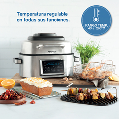 Freidora De Aire Peabody Con Grill De 6 Litros PE-AFG01IX - Via Olimpya