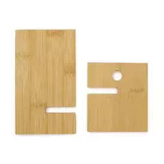 Base madera para celular con logo impresos