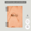 Cuaderno anillado tamaño A5 con tapa de madera clara y grabado láser personalizado