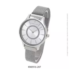 Reloj knock out 0916-207 malla de metal tejido plateado para dama