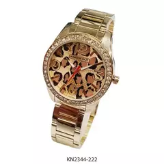 Reloj Knock Out KN2344-222 malla de metal Dorada para mujer animal print - comprar online