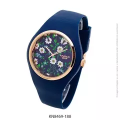 Reloj knock out KN8469-188 malla de caucho azul floreado para dama - comprar online