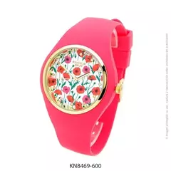 Reloj Knock Out KN8469-600 Malla caucho rojo floreado para dama