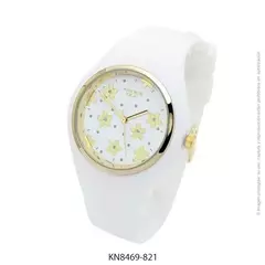 Reloj Knock Out KN8469-821 Malla de caucho blanco para dama