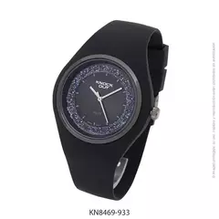Reloj Knock Out KN8469-933 Malla caucho negro con glitter para dama - comprar online