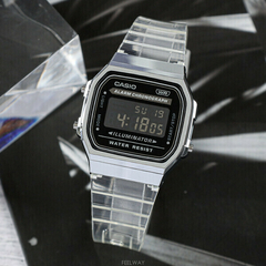 Reloj Casio A168XES-1B digital Vintage malla de plástico transparente - comprar online