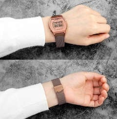 Reloj Casio B640WMR-5A Vintage digital malla de acero tejido Rosé para Dama WR 50m - comprar online
